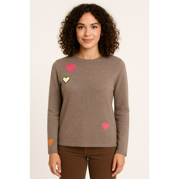 LXT Lisa & Todd Sweater Cashmere Heart Pattern Crew Neck Sweater Womens XS - Picture 1 of 15